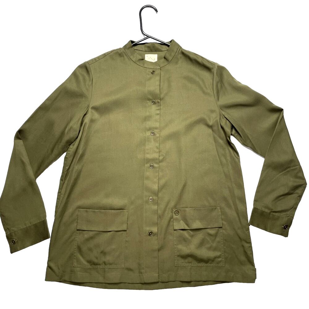 Nicobar Women's Military Utility Green Shirt Jacket Tencel Size‎ Medium Chic